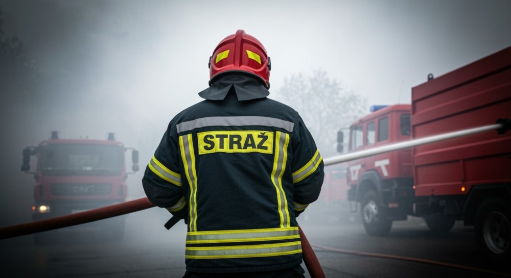 Pożar ciężarówki w Żerdzi: kierowca zdążył uciec przed płomieniami